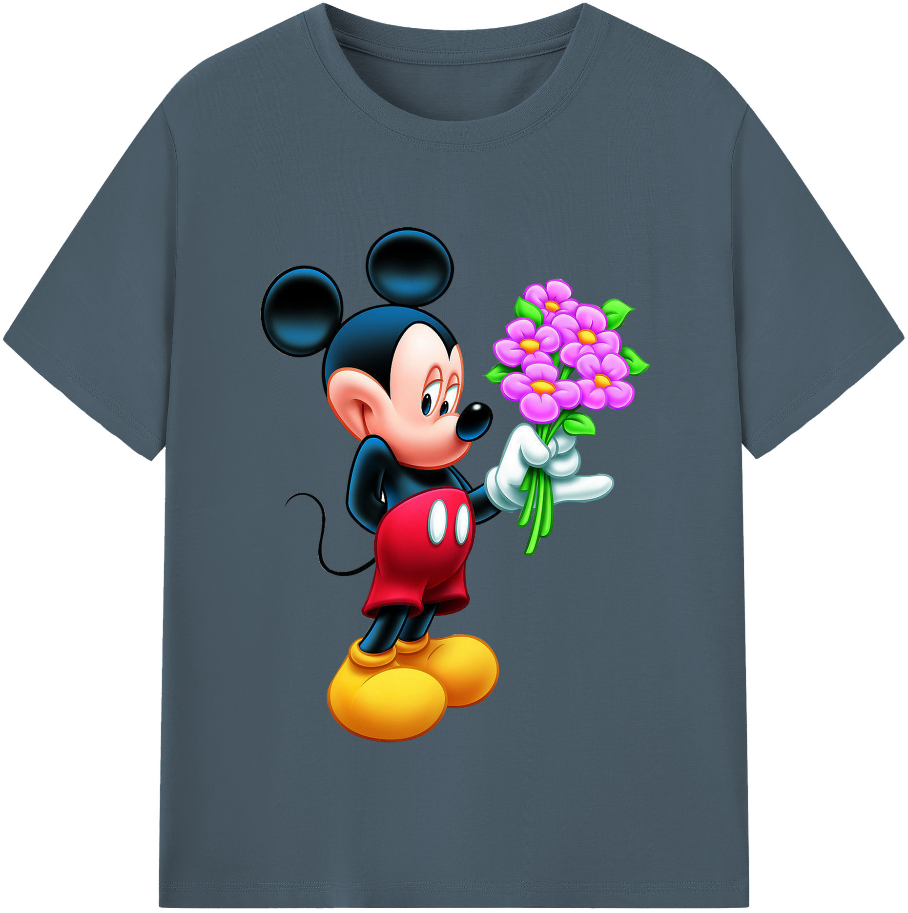 （画像用） ミッキーマウス Mickey Mouse 綿100％半袖Tシャツ（フロントプリント）